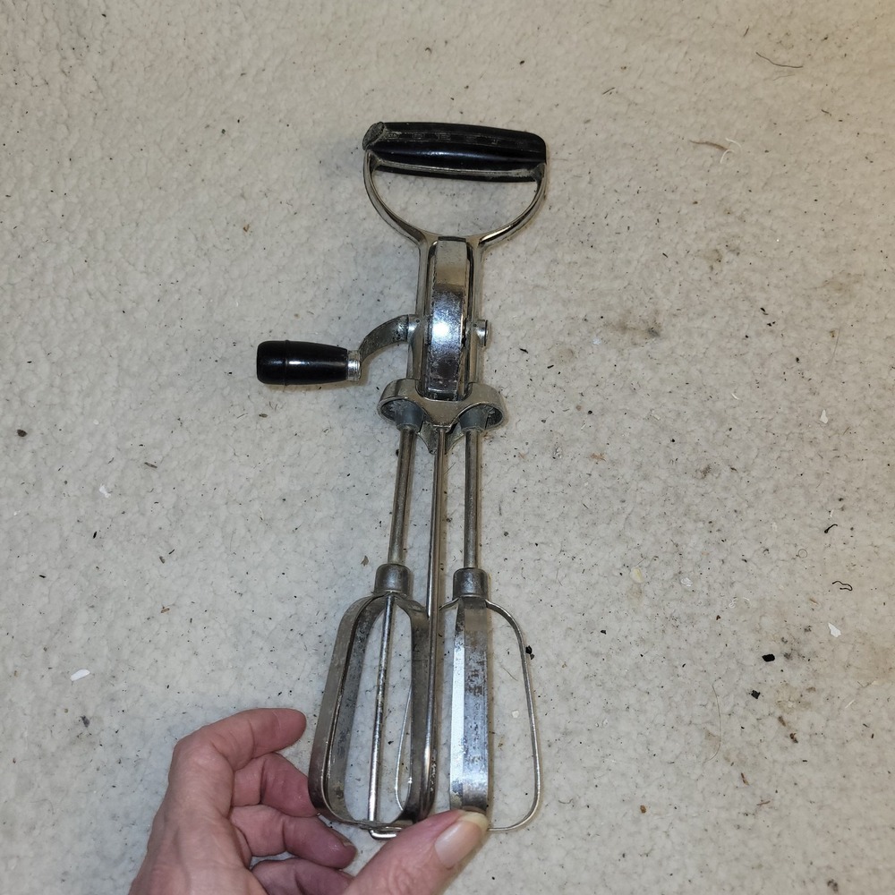 Vintage‎ Best EKCO Hand Crank Egg Beater Mixer Made in USA Black Handle